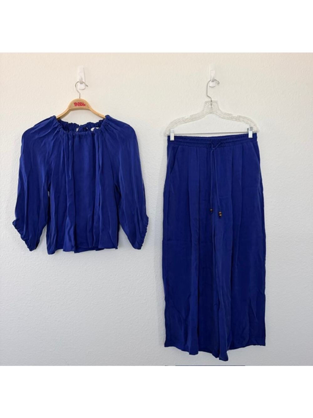 Fifteen Twenty Set Peasant Top Wide-Leg Pleated Pants Soft Women's Large‎ NWOT